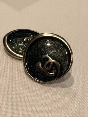 CHANEL Black and Gold Round CC Logo Buttons